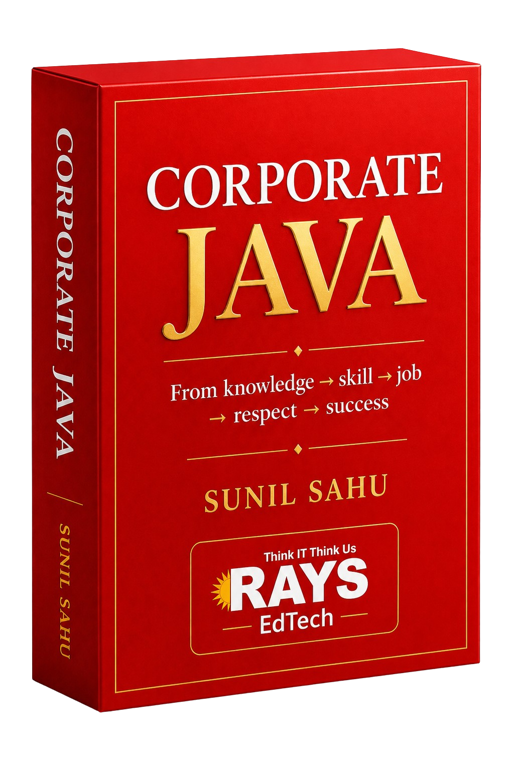 Corporate Java text overlaid on a dark background with visible code, emphasizing Java in business applications in rays technologies 